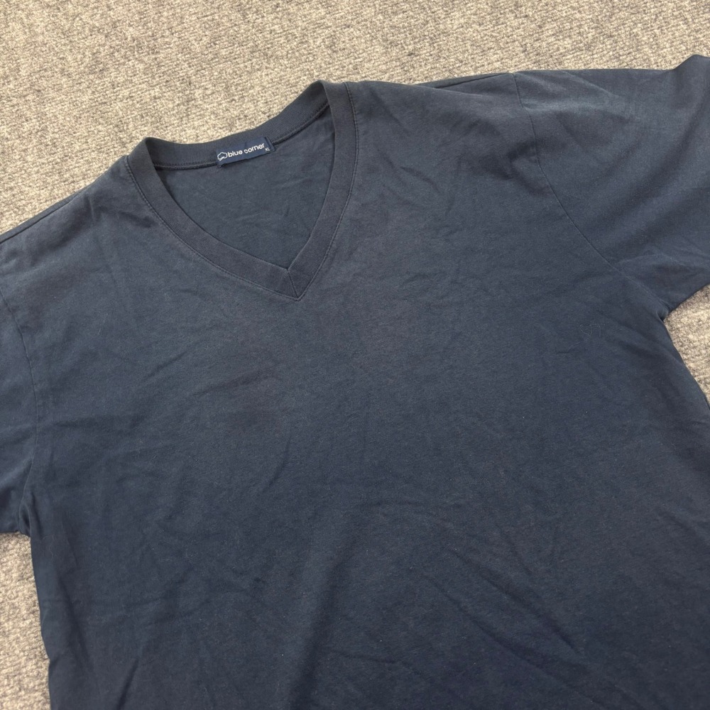Blue Corner V-Neck T-Shirt XL Navy Blue Short Sleeve Cotton Mens
